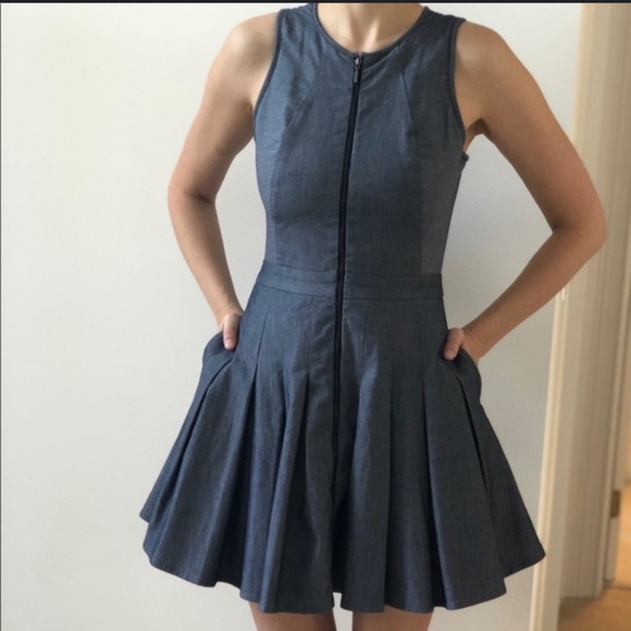 Y2K A/X Armani Exchange Fit&Flare Micro Striped Pleated Mini Dress size 2 - Picture 6 of 7